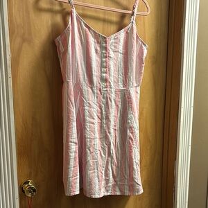 Gap size xl Striped Pink and White Button-Down Dress